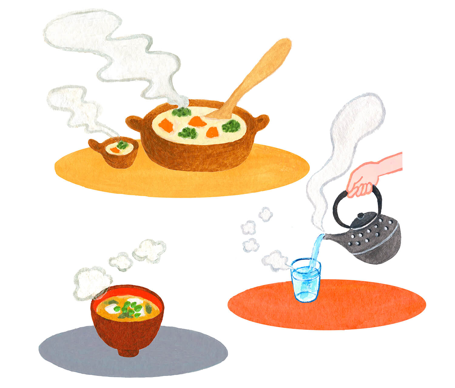 いそがしい朝でも、みそ汁や温かいスープをメニューに加えると冷えの予防につながります