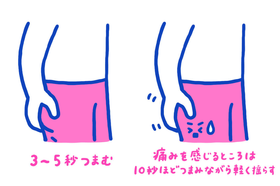 脱力トレーニング４：お尻の皮膚つまみ